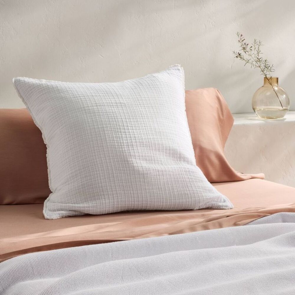 Casaluna - Euro 26''x26'' Textured Chambray Cotton Decorative White